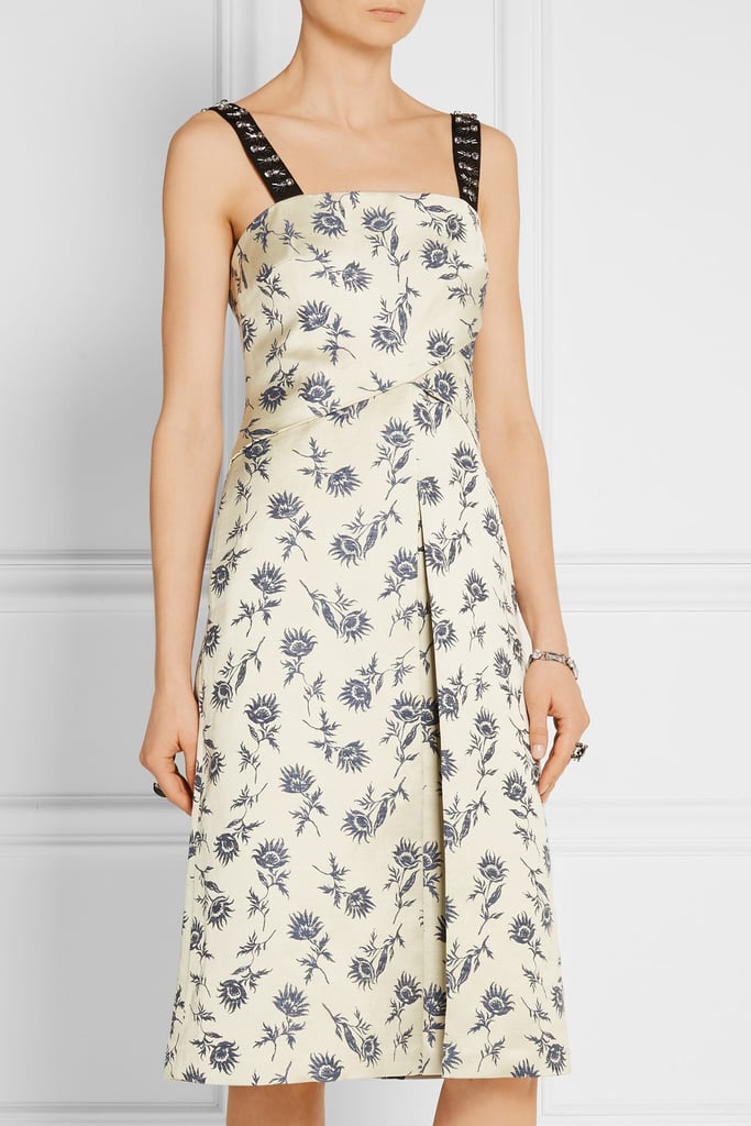 Tory Burch Grosgrain-trimmed linen-blend floral-jacquard dress ($695)