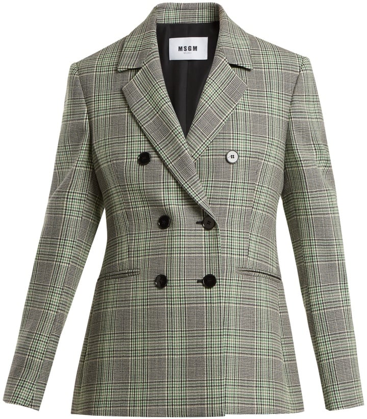 MSGM Checked Double-Breasted Wool Blazer | Princess Victoria Green ...