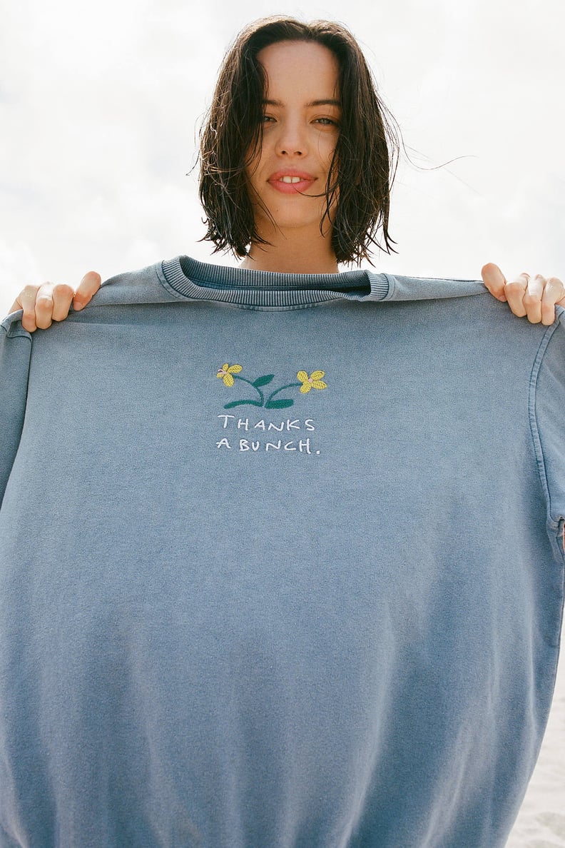 Thanks a Bunch Embroidered Crew Neck Sweatshirt