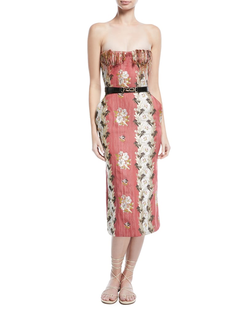 Brock Collection Delfina Strapless Shredded Bustier Floral-Jacquard Dress