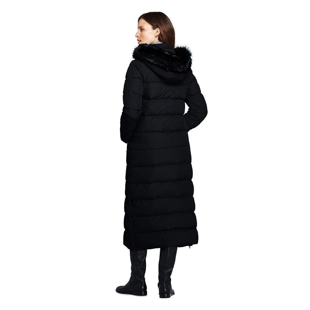 Lands' End Women's Faux Fur Hooded Down Winter Long Coat