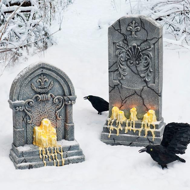 Tombstone With Melting Candles