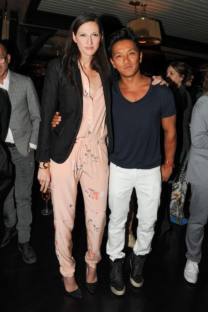 A silky peach jumpsuit got nighttime appropriate for a J.Crew party with designer Prabal Gurung thanks to the addition of a tailored blazer.