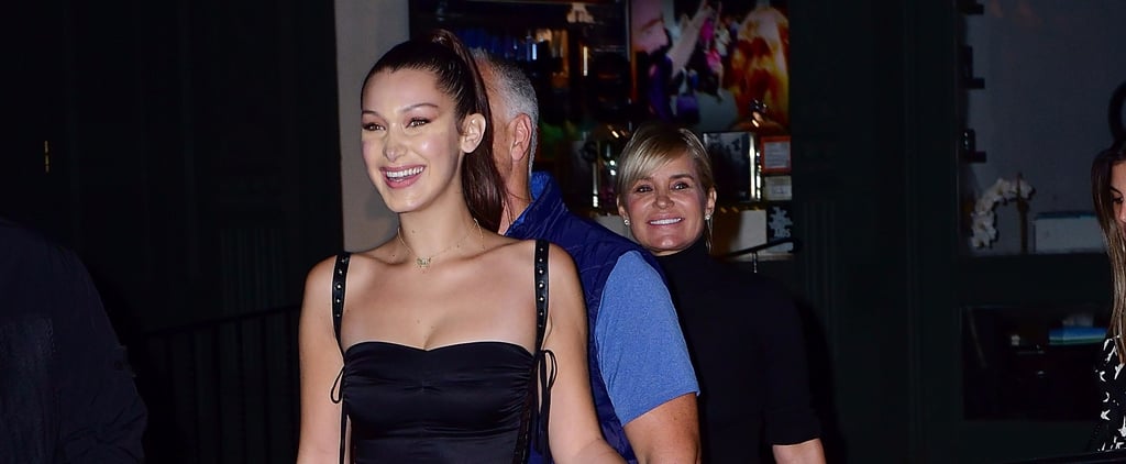 Bella Hadid Black Lace-Up Dress