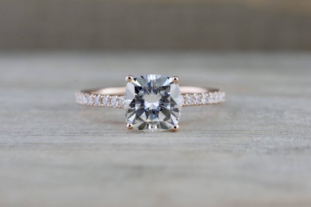 A Sweet Pear Rose Gold Solitaire Cushion Cut Engagement Ring