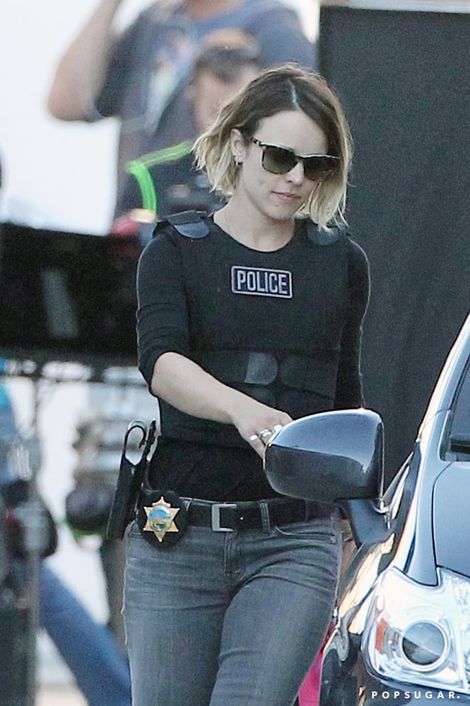 Rachel McAdams was in police gear on the LA set of True Detective on Tuesday.