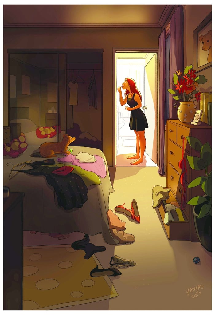 The excitement of getting ready for a date. The excitement of getting ready for a date.