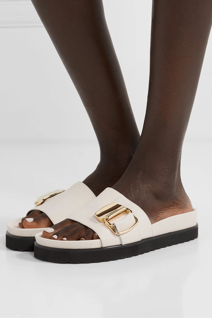 Tibi Hunter Embellished Leather Slides