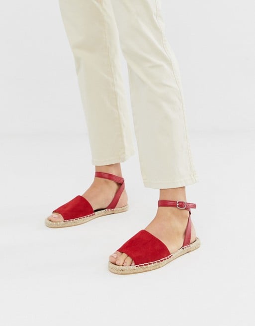 South Beach Exclusive Red Ankle-Strap Espadrilles