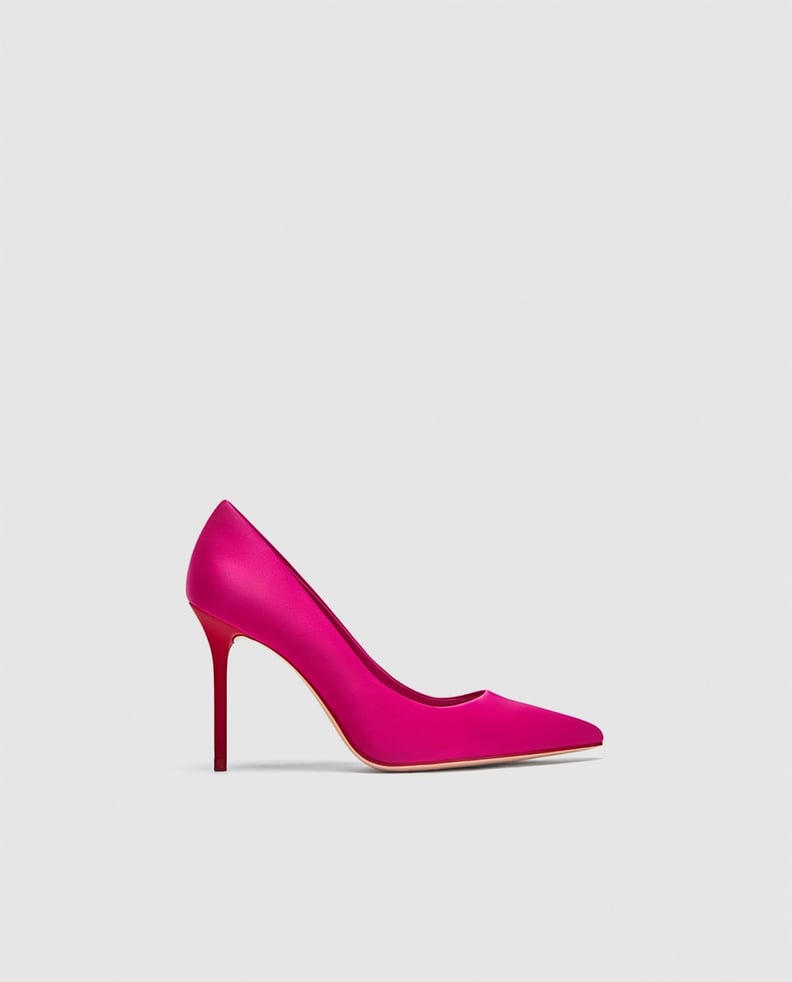 Zara Court Shoes With Contrasting Heels