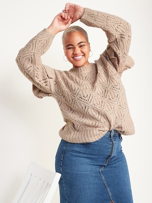 Old Navy Ruffle-Trim Metallic Pointelle-Knit Sweater