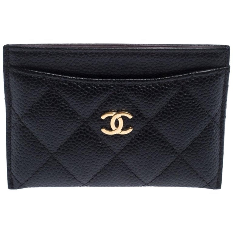 Chanel Black Quilted Caviar Leather Classic Card Holder