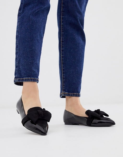 ASOS Design Ludo Bow Pointed Ballet Flats