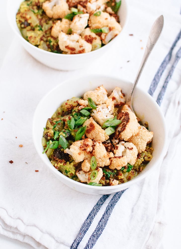 Curried Coconut Quinoa With Roasted Cauliflower and Greens
