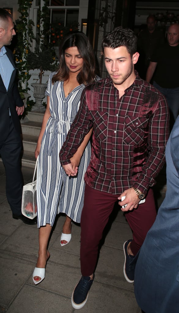 Priyanka Chopra Striped Dress With Nick Jonas