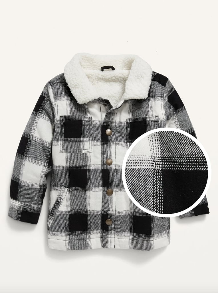 Old Navy Unisex Buffalo Plaid Sherpa-Lined Shacket For Toddler