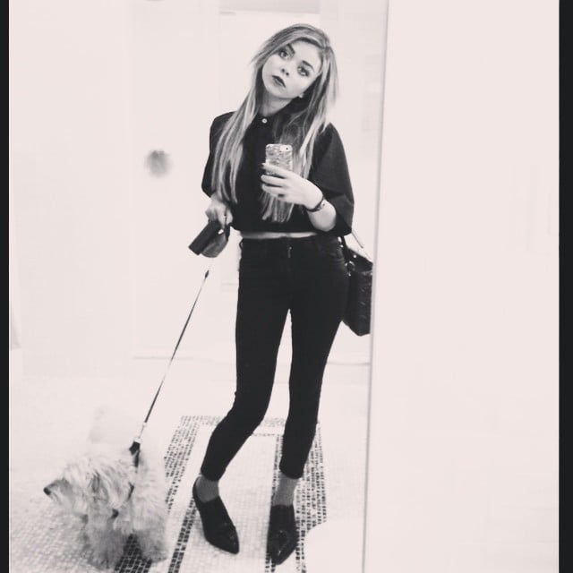 Sarah Hyland chose a black and white filter for this mirror shot.
Source: Instagram user therealsarahhyland