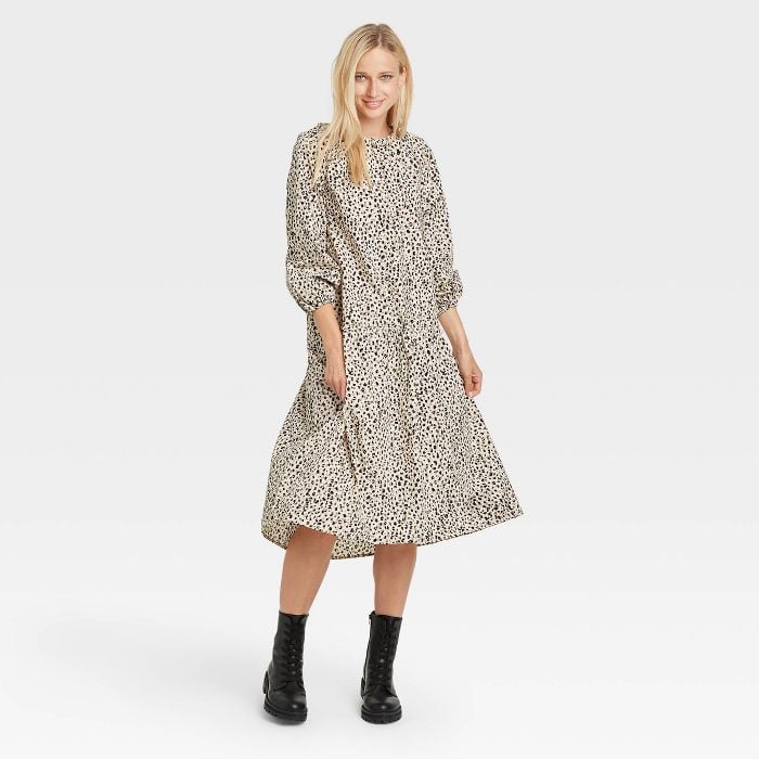 For a Transitional Look: Who What Wear Raglan Long Sleeve High Low Dress