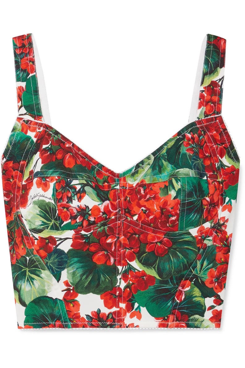 Dolce & Gabbana Floral-Print Cady Bustier Top