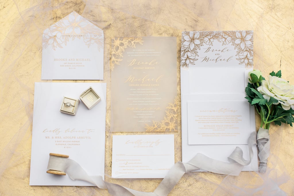 Gold Floral Wedding Invitation