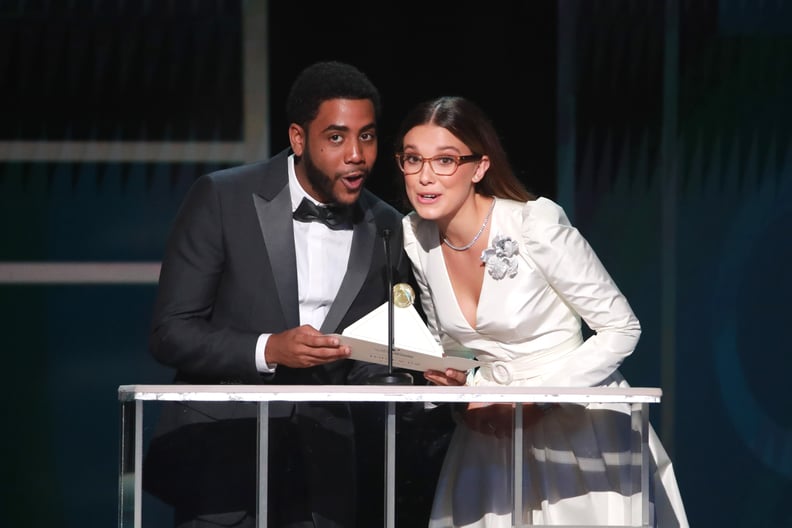 Jharrel Jerome and Millie Bobby Brown at the 2020 SAG Awards