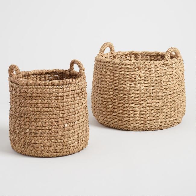 Natural Hyacinth Noelle Tote Baskets