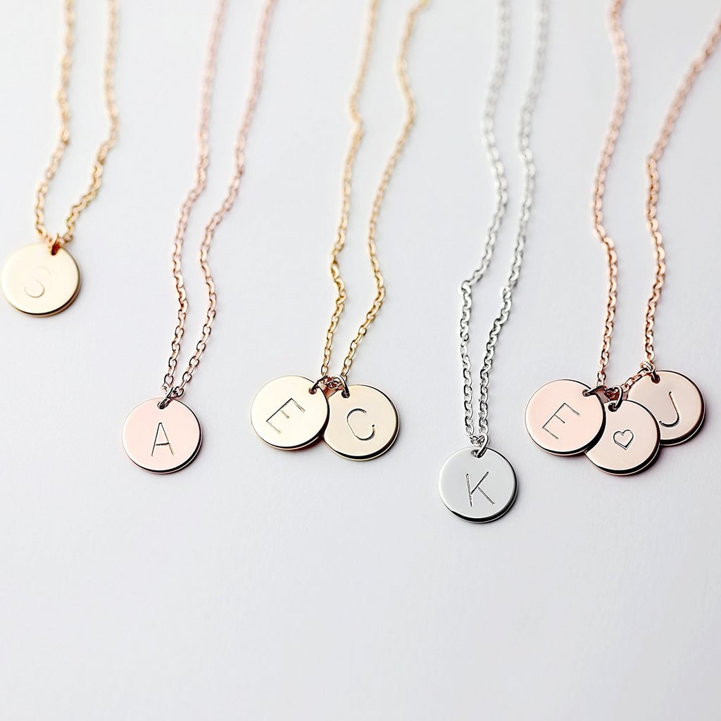 Delicate Initial Disc Necklace Rose Gold Initial Necklace