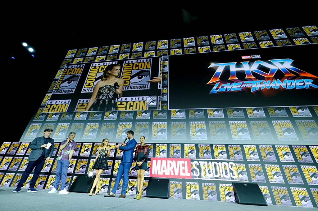 Pictured: Kevin Feige, Taika Waititi, Natalie Portman, Chris Hemsworth, and Tessa Thompson at San Diego Comic-Con.