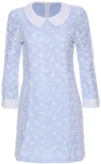 Romwe Lace Embellished Long-Sleeved Blue Dress ($37)