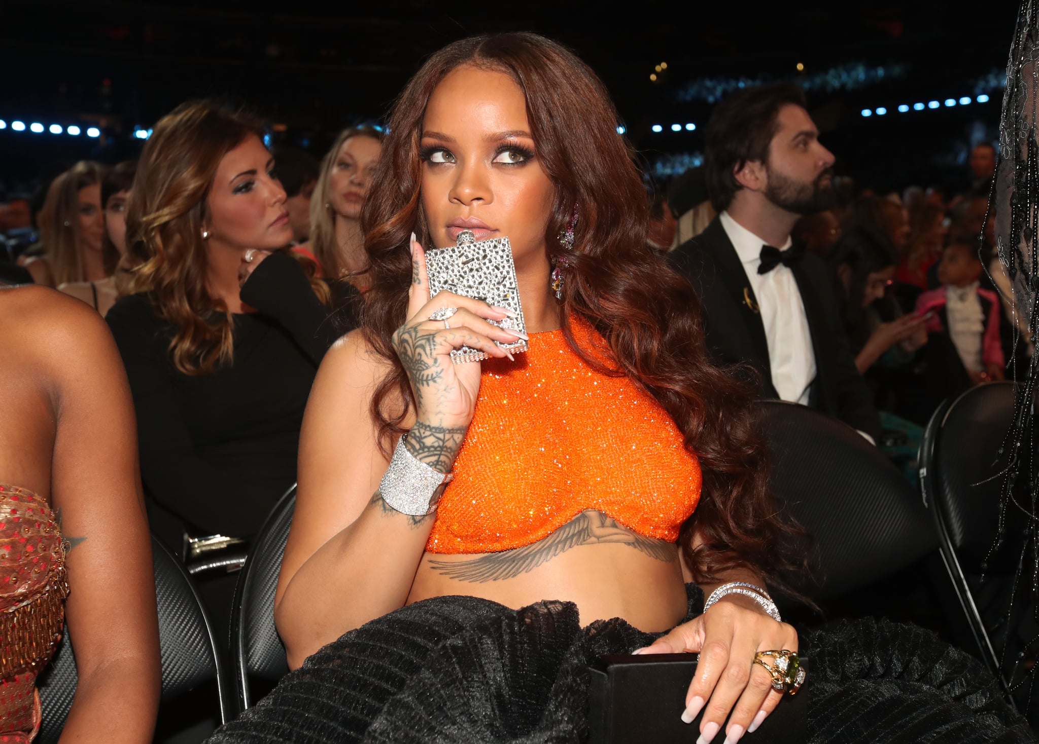 Rihanna sipped from a flask during the 2017 show.