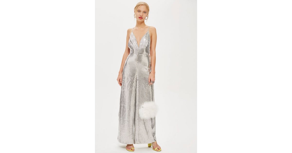 Topshop silver sequin jumpsuit hot sale