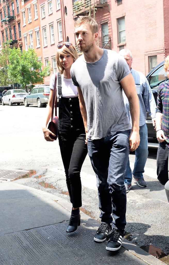 Calvin kept it casual in a T-shirt, jeans, and some sneakers.