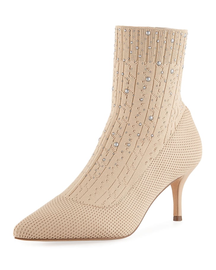 Charles by Charles David Arty Embellished Knit Sock Booties Priyanka Chopra Silk Dress and
