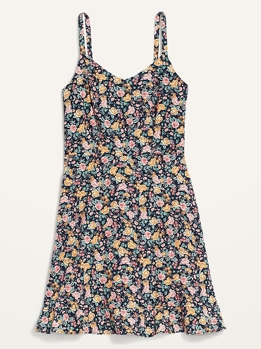 Old Navy Fit and Flare Sleeveless Floral-Print Linen-Blend Dress