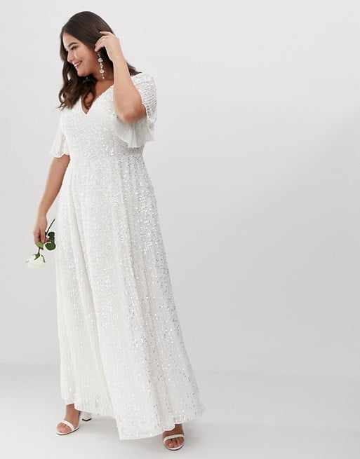 asos flutter sleeve wedding dress