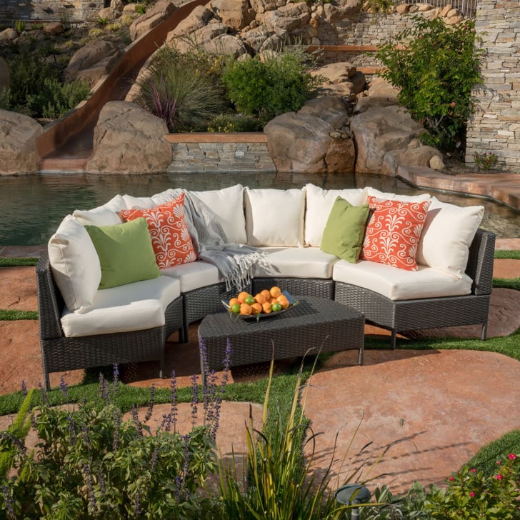 Nicos 5Piece Gray Wicker Sofa Set with White Cushions Pier 1 Imports Outdoor Furniture