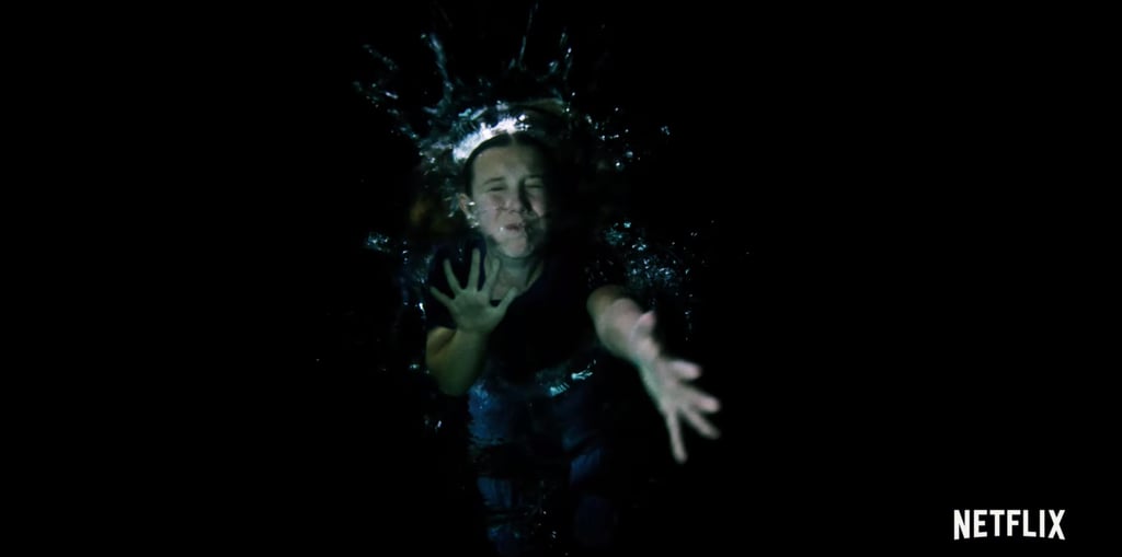 Eleven is back in her mind palace in this shot, which sees her falling through a white, claw-foot bathtub and into black water. These could be visions or flashbacks of some kind. But with the Mind Flayer taking an interest in Eleven, the blooming conspiracy, and all her past traumas colliding in the same space, it's hard to imagine Eleven has actually escaped the Upside Down.