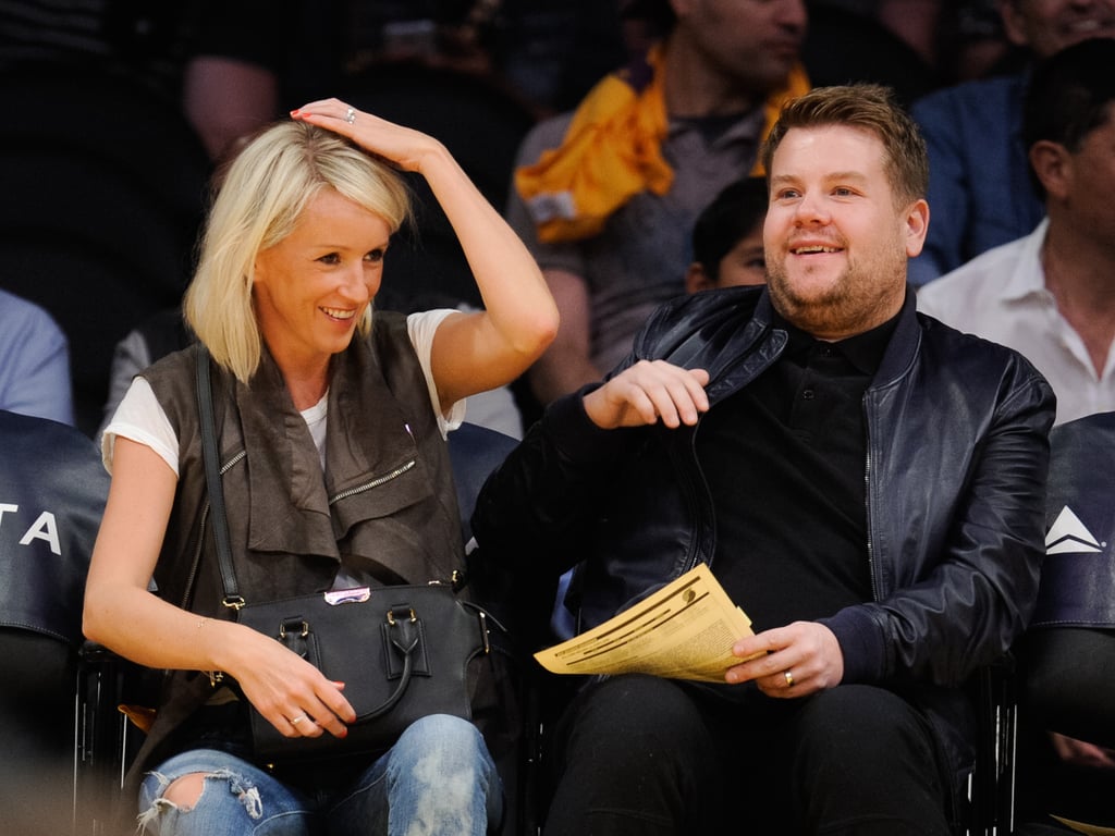 James Corden and Wife Julia Carey at Basketball Game