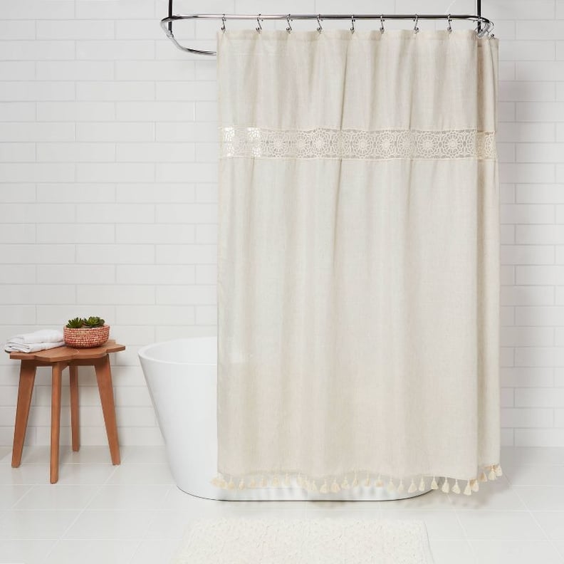 Opalhouse Solid Crochet with Tassels Shower Curtain Tan