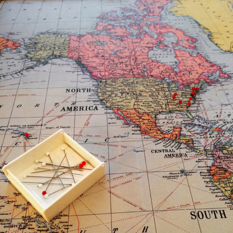 Pin places you've traveled on a world map