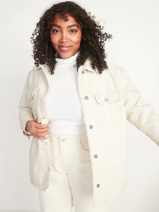 Old Navy Sherpa-Lined White Jean Shacket