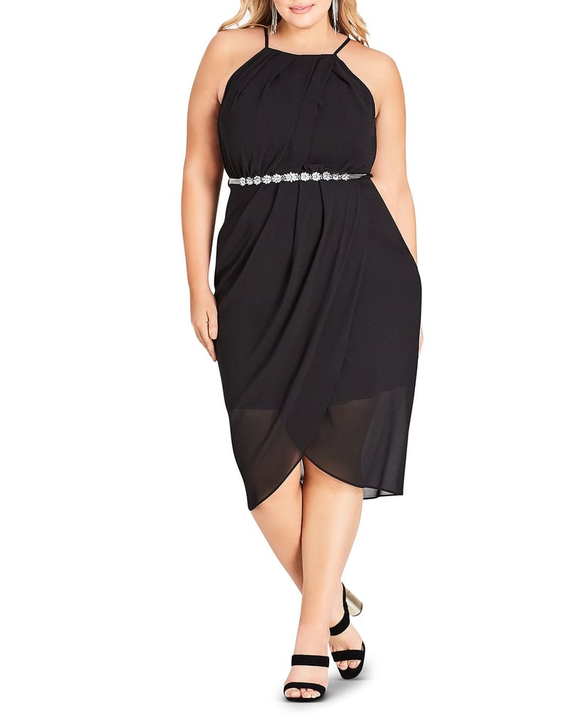 City Chic Plus Allure Sleeveless Draped Dress