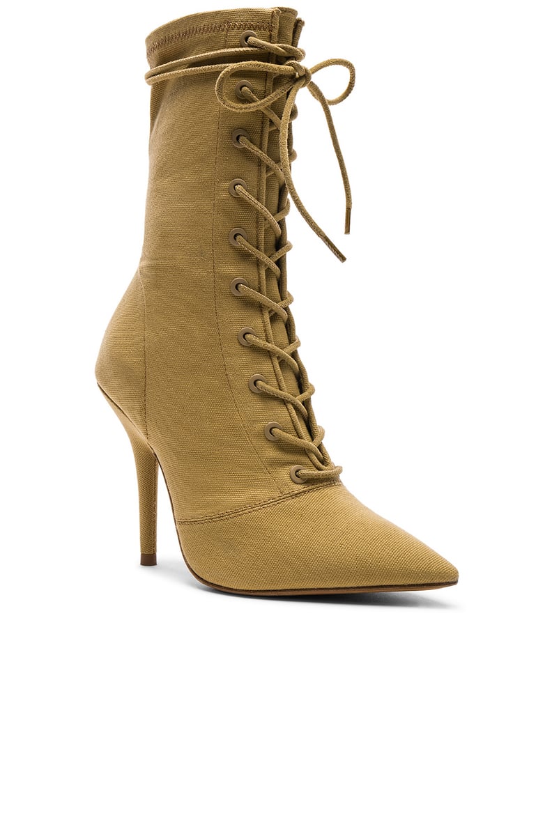 Our Pick: Yeezy Season 6 Stretch Canvas Lace Up Ankle Boots in Dollar