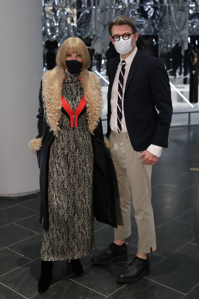NEW YORK, NEW YORK - OCTOBER 26: Anna Wintour and Andrew Bolton attend the press preview for the Costume Institute's annual exhibition 