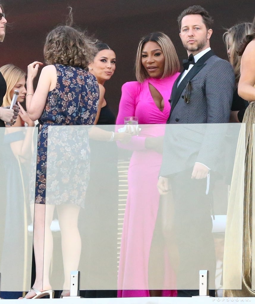 Eva Longoria, Serena Williams, and Derek Blasberg at the Beckham-Peltz Wedding