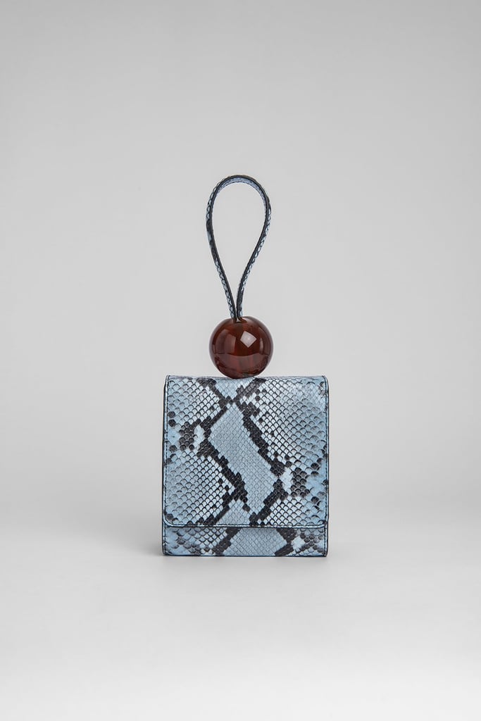 By Far Ball Bag Blue Snake Print Leather