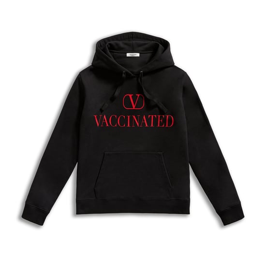 Valentino's V-Logo Vaccinated Hoodie Worn by Lady Gaga