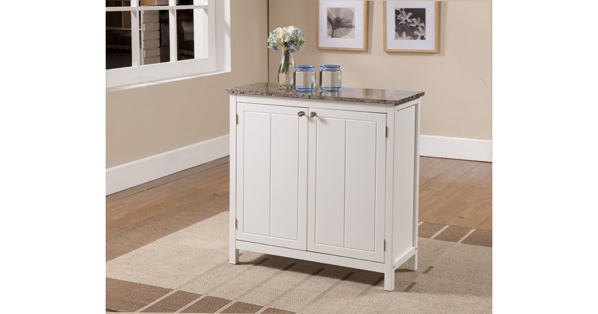 Kings Brand White With Marble-Finish Top Kitchen Island ...