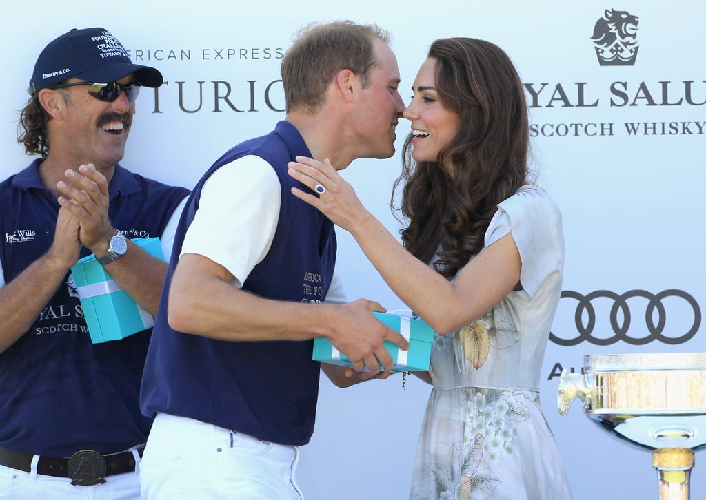 Kate Middleton congratulated Prince William following a July 2011 polo match in California.