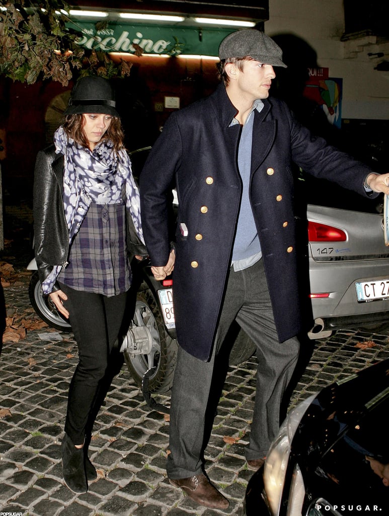 Ashton led the way as he and Mila went to dinner in Rome in November 2012.